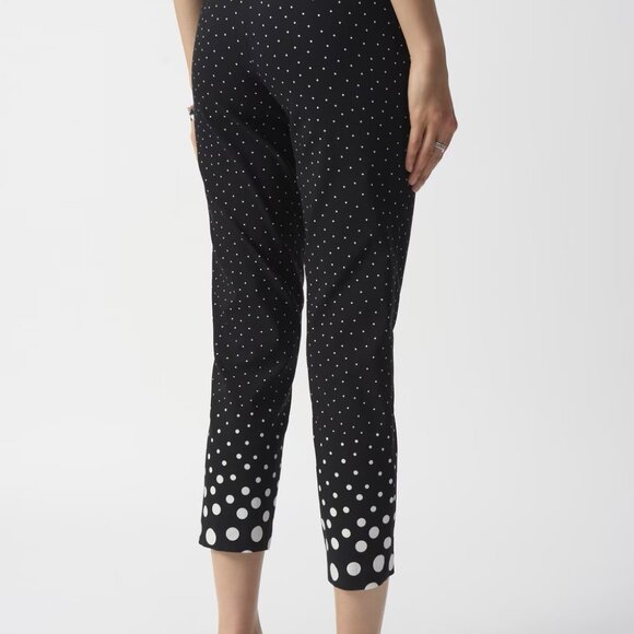 Joseph Ribkoff Cropped Polka Dot Stretch Pull On High Rise Trousers - Picture 5 of 16